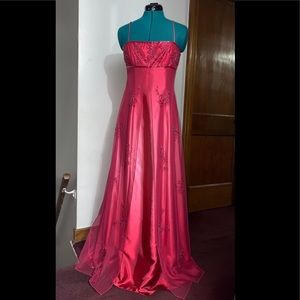 Morgan and Co. Pink Ombre Beaded Gown